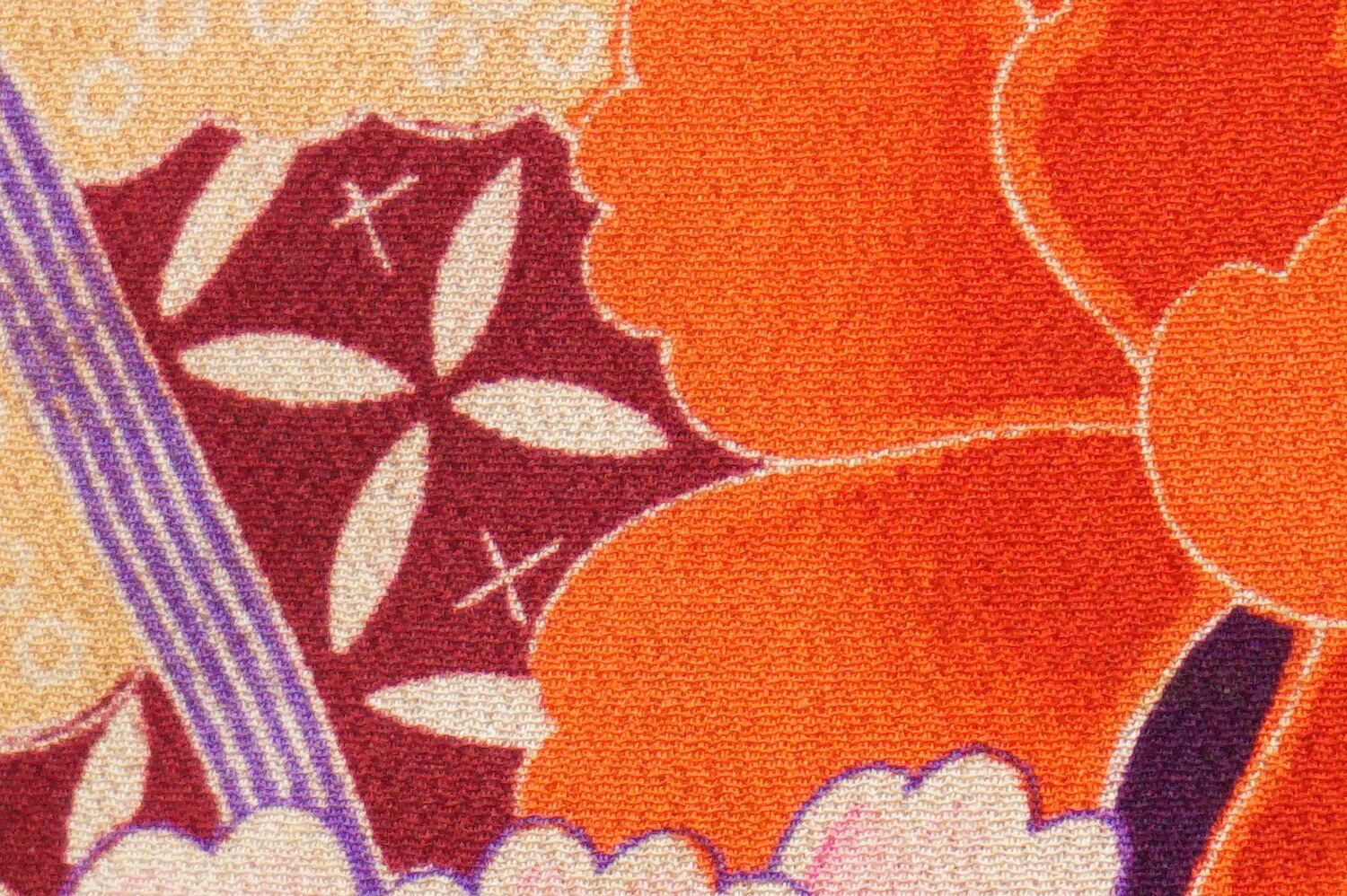 1615 長襦袢 錦紗 四季の草花 正絹 アンティーク着物 昭和レトロ