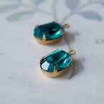 1950-70's D.S. & Co. ピーコックブルーのオーバルチャーム(1コ)