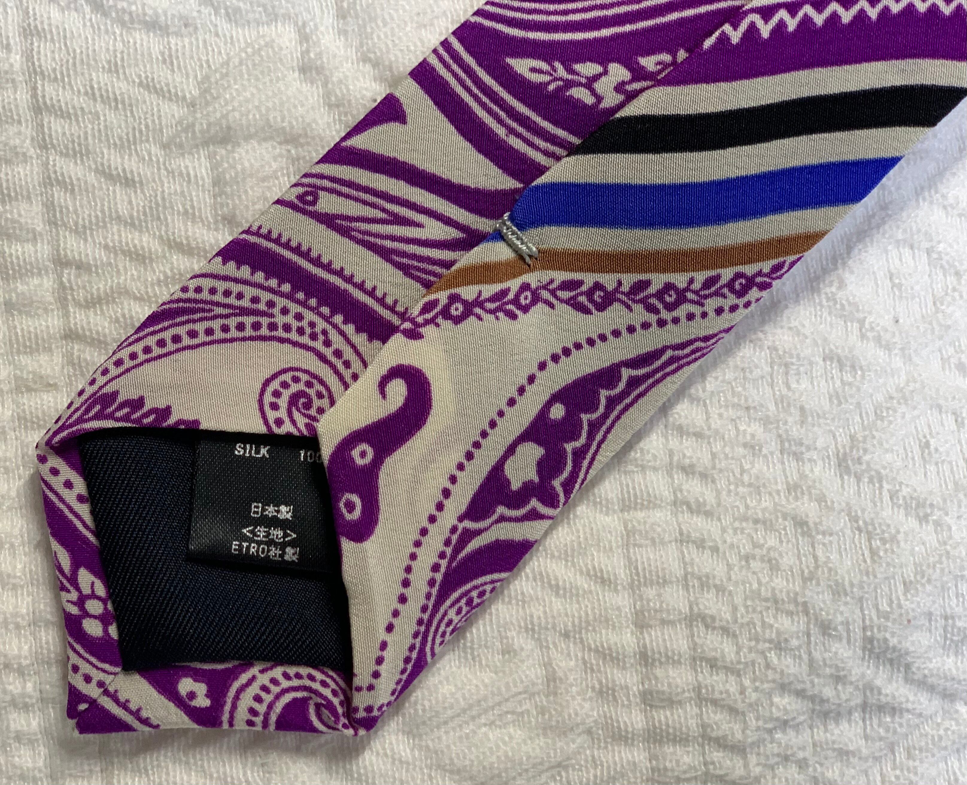 エトロ ETRO スカーフ ペイズリー柄 シルク イタリア製 紫 白