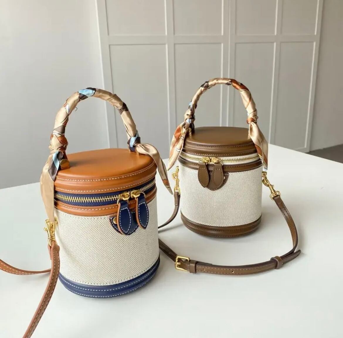 【2color】スカーフ付きショルダーボックスバッグ