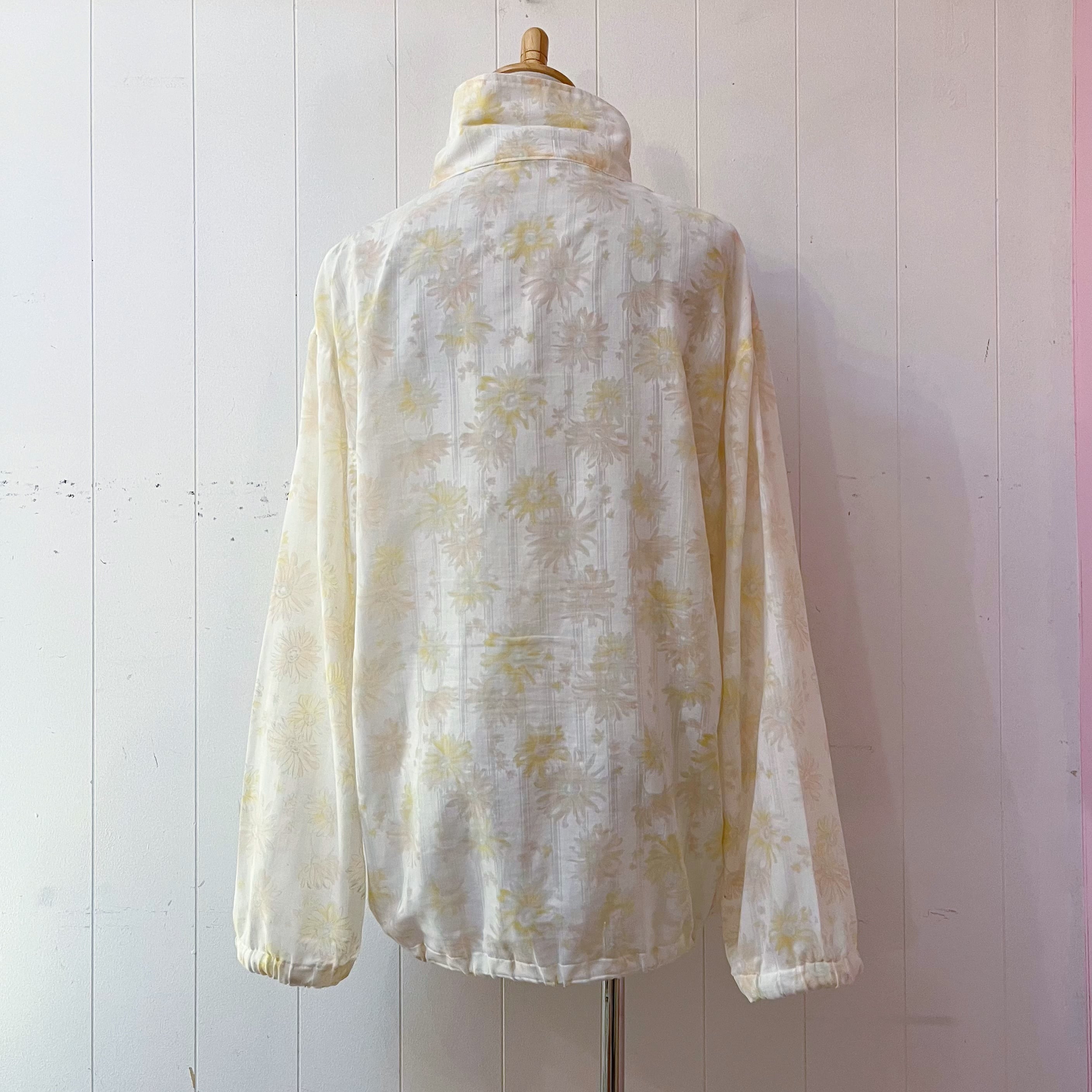 flower stripe sheer zip-up jacket
