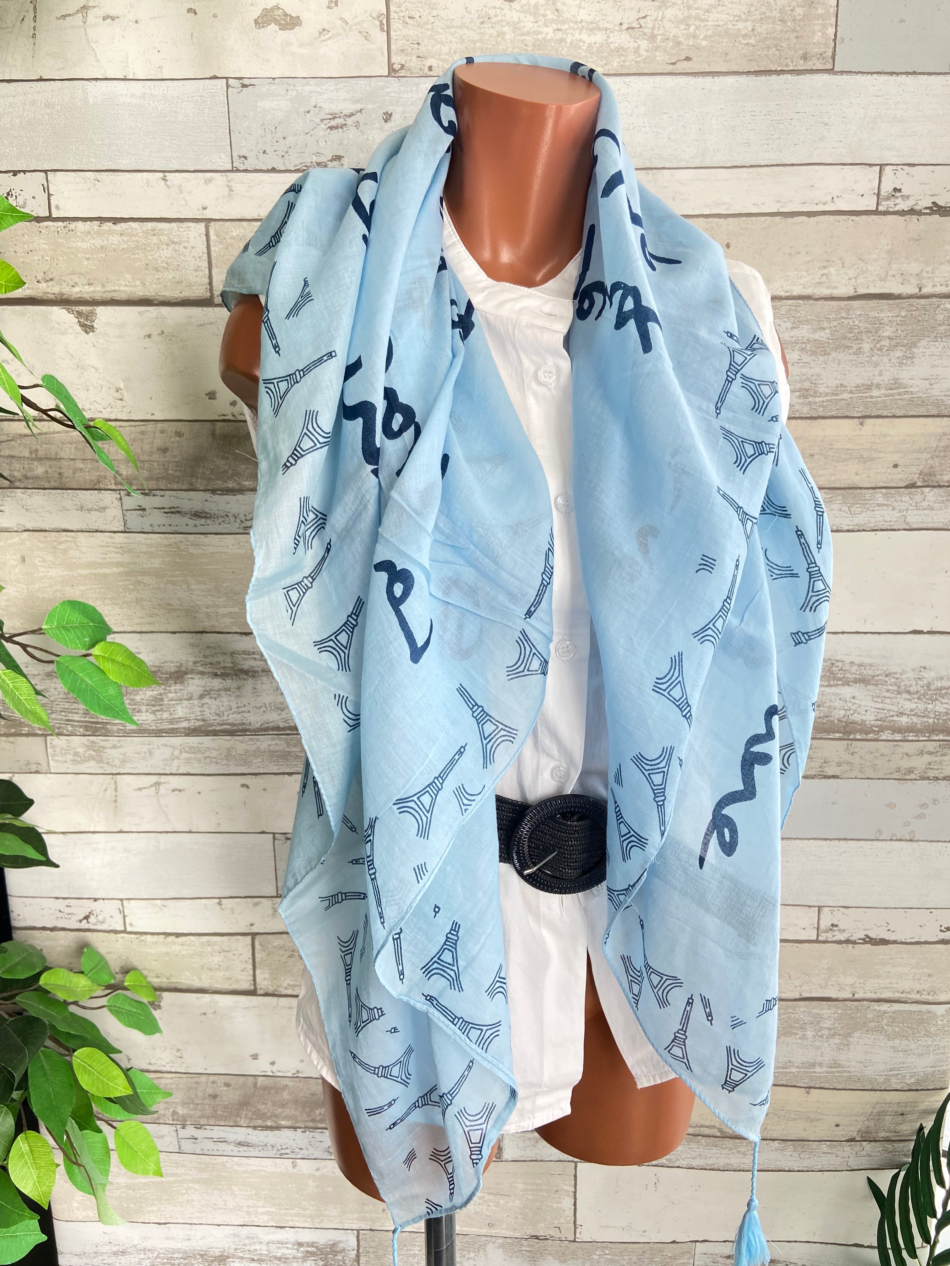 COTTON 100% コットン エッフェル塔 インポート大判ストール