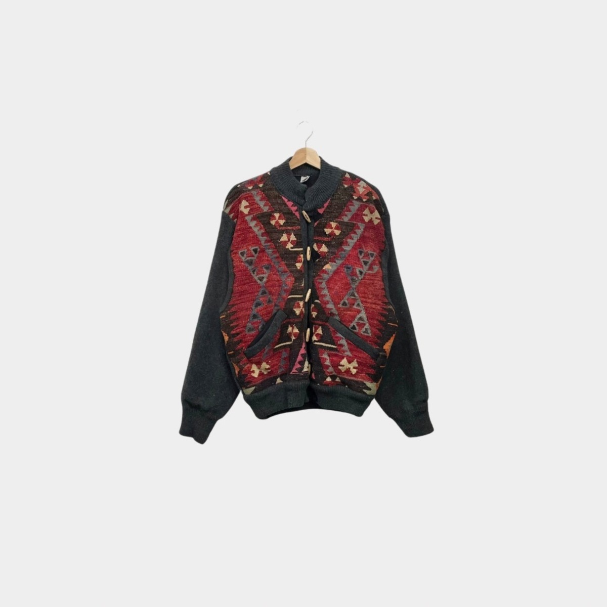 ethnic pattern knit cardigan | Hype