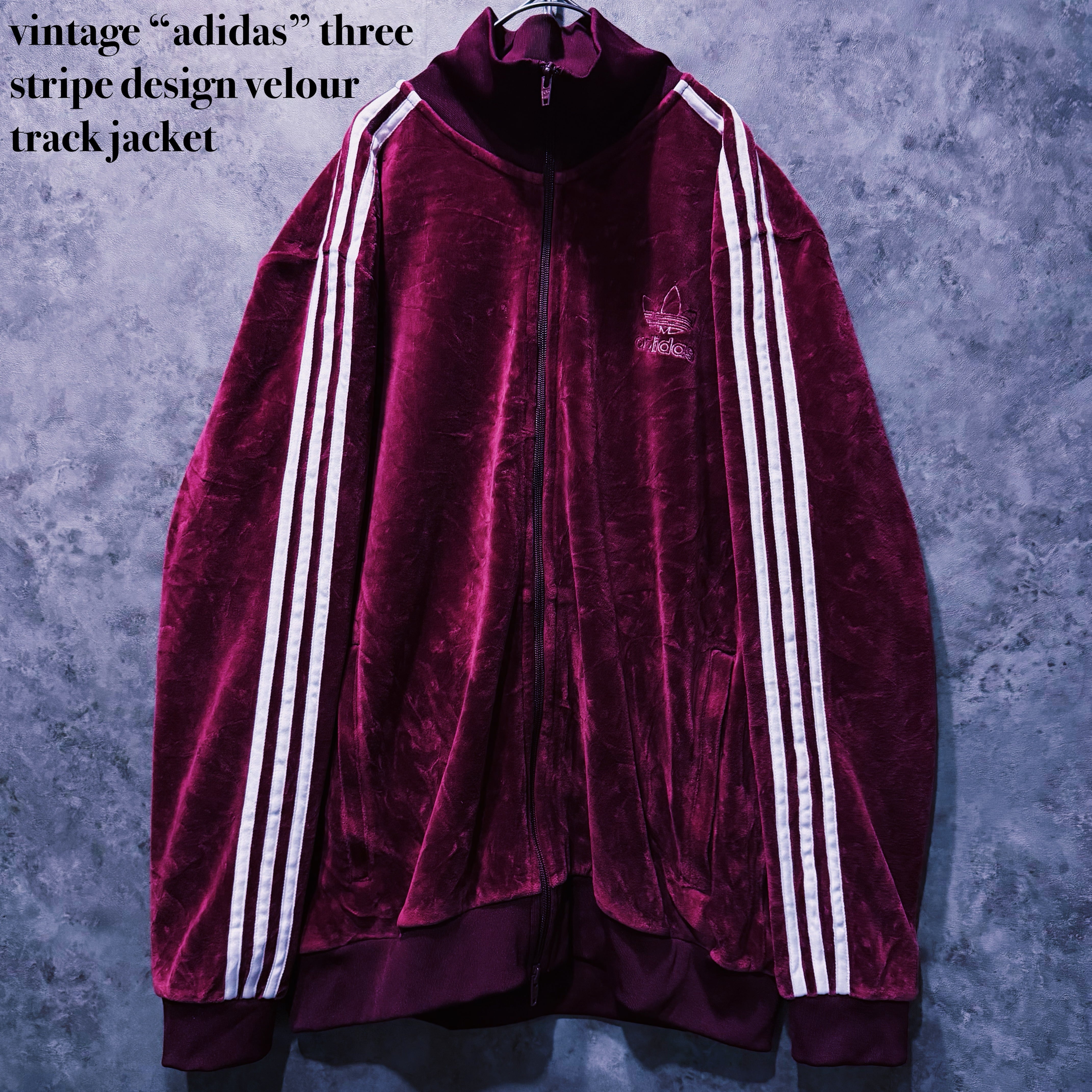 【doppio】vintage “adidas” three stripe design velour track jacket