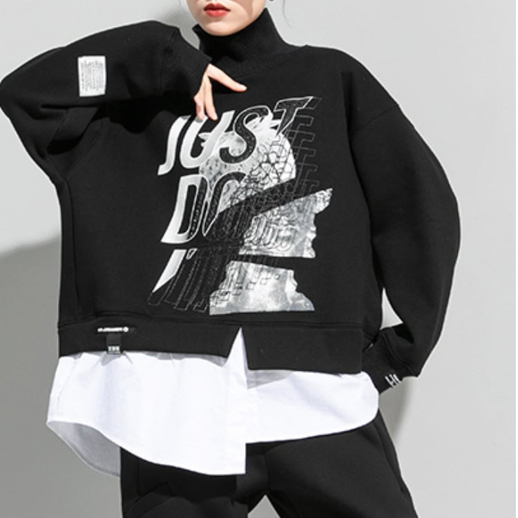 長袖 プリント オーバーサイズ スウェット L00378