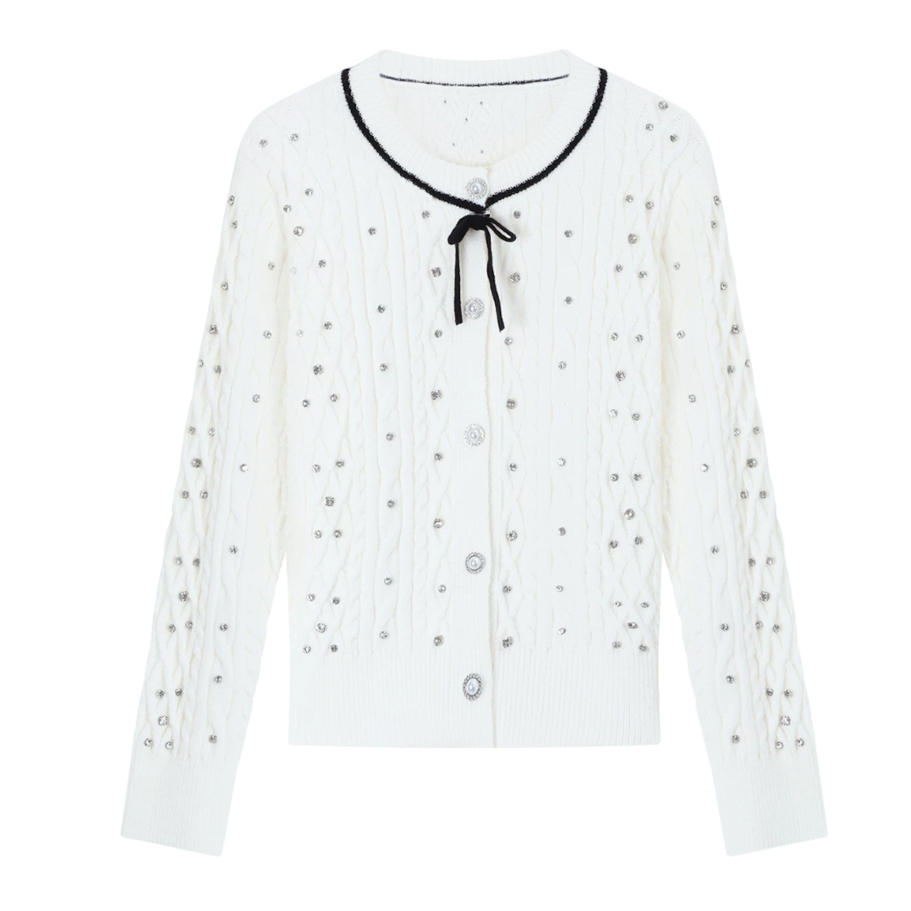 ビジューリボン ニットカーディガン LK1804