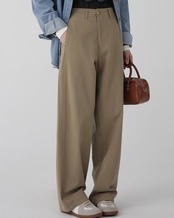 Wide straight cotton Pants　T20250