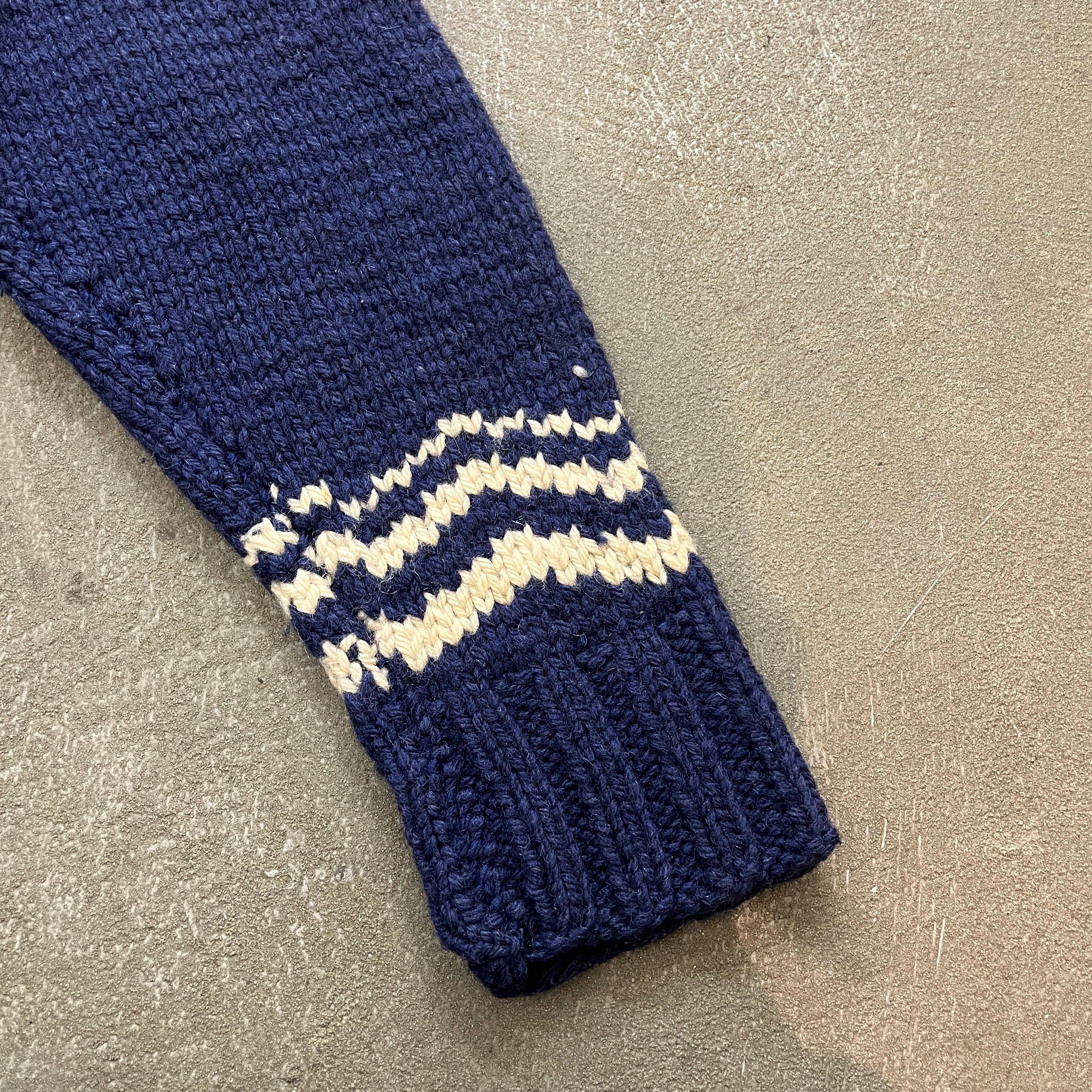 60s Fish Pattern Cowichan Knit Cardigan 60年代 魚柄 カウチンニット