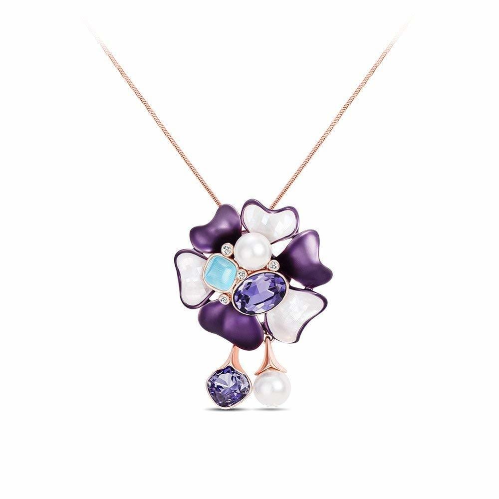 IUHA 【あじさい】お花 モチーフネックレス SWAROVSKI