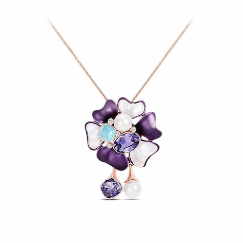 IUHA 【あじさい】お花 モチーフネックレス SWAROVSKI スワロフスキー社製クリスタル ロングネックレス   230iuhav