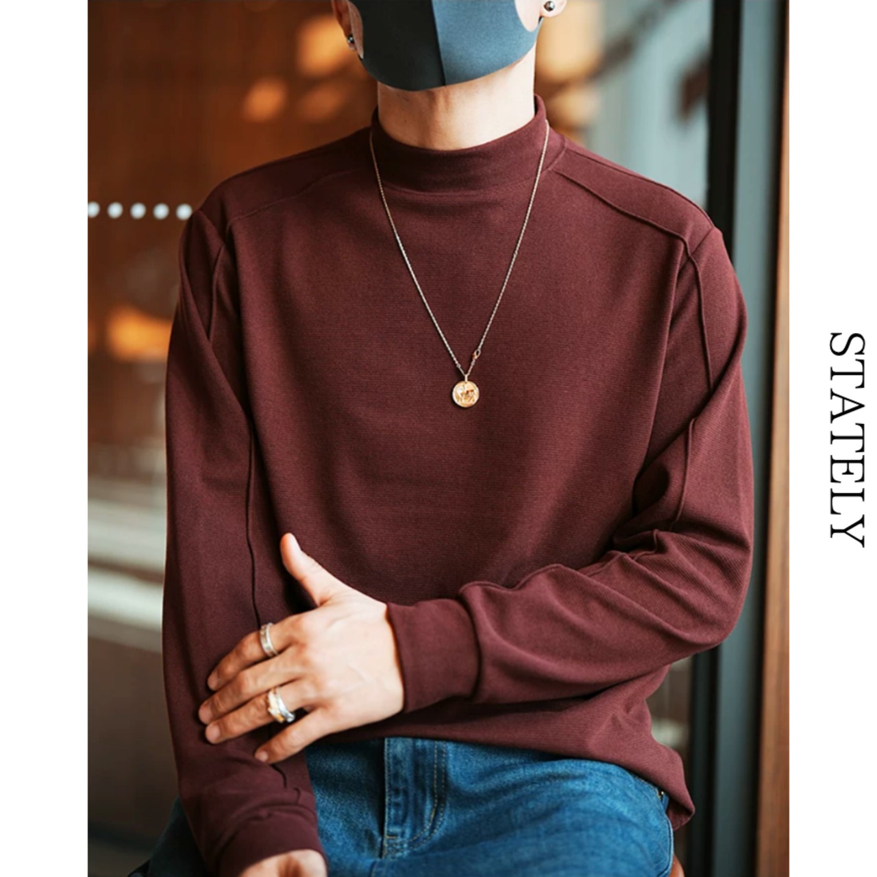 Urban Mockneck ストレッチトップス/5color_T77・画像3