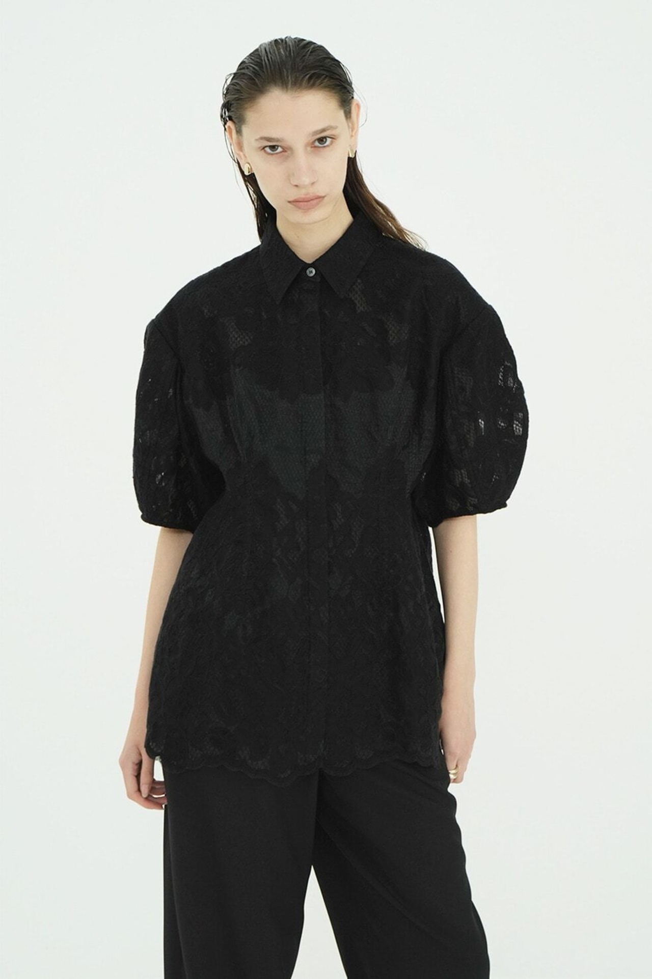 CLANE FLOWER LACE WAIST SHAPE TOPS