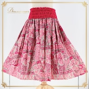 フラダンス 衣装 パウスカート ピンク系 シングル ワントーン ハイビスカス柄 かわいい 華やか 鮮やか 明るい 緑 ハワイアン アロハ ハワイアンプリント フラ ダンス レッスン 練習 かわいいデザイン おしゃれ ファッション ダンスウエア レディース