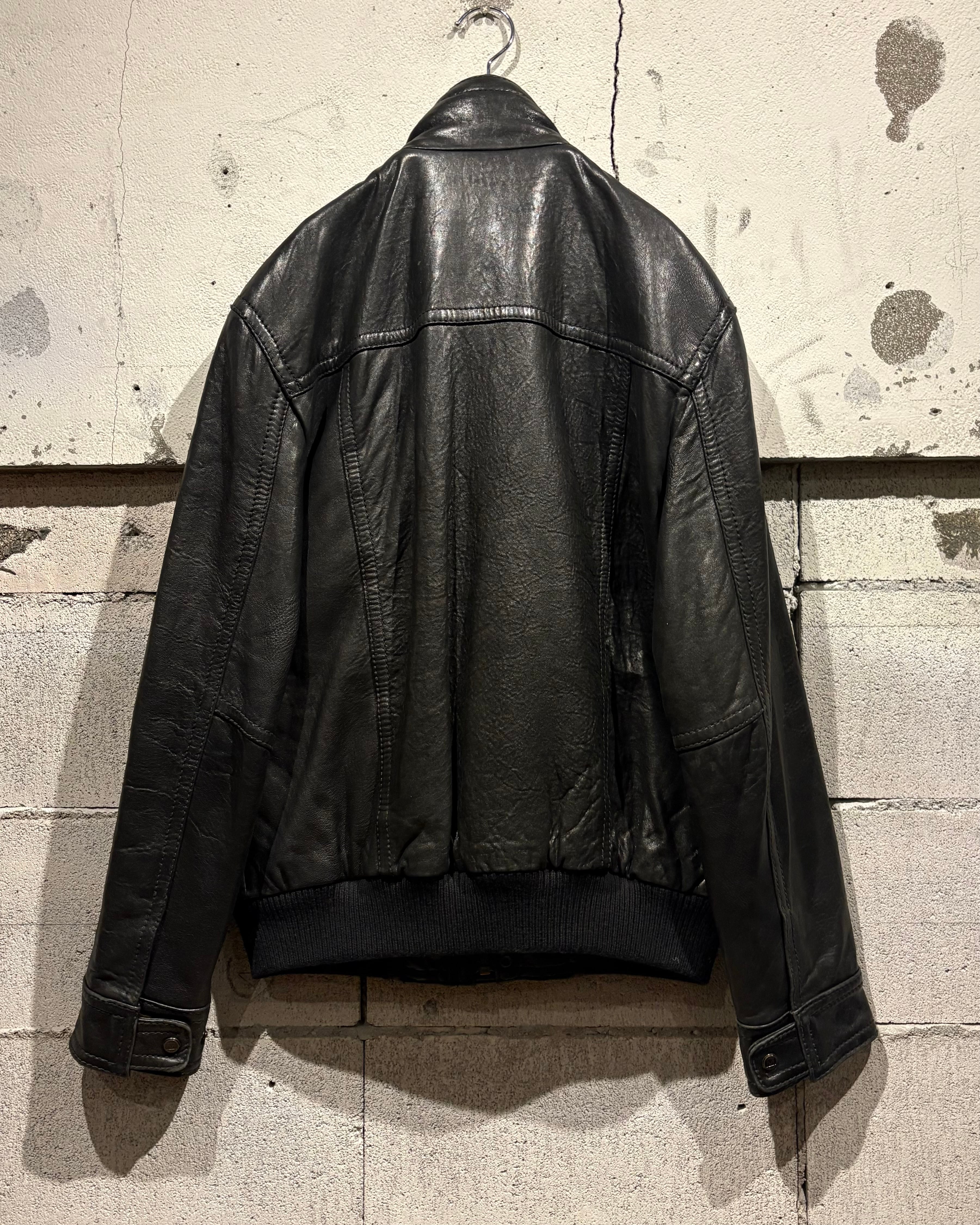Caka otto】 “Andrew Marc” Vintage Stand Collar Lamb Leather Jacket
