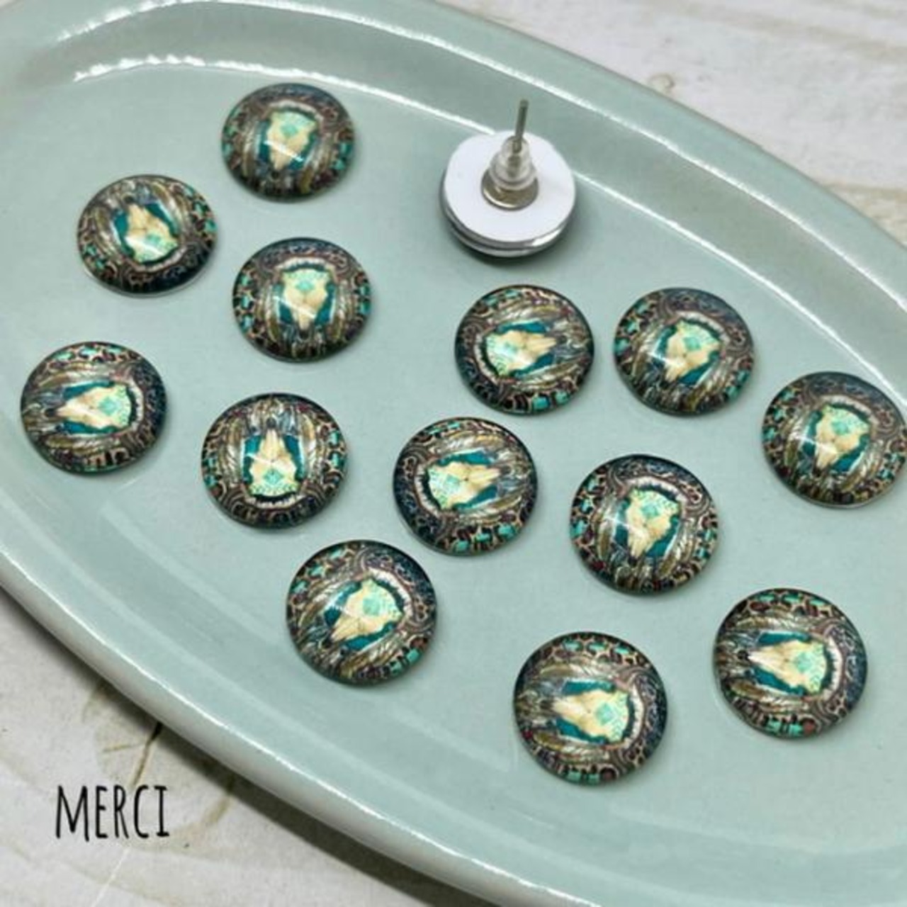 【2個】12mmバッファローdアクリアコートカボション/アクリル /パーツ/