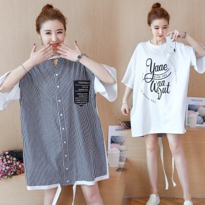 【新作】【送料無料】 2019サマールーズスタイルストライプ両面着用マタニティドレス妊婦服妊娠ドレス 夏物 AL expec370615020612