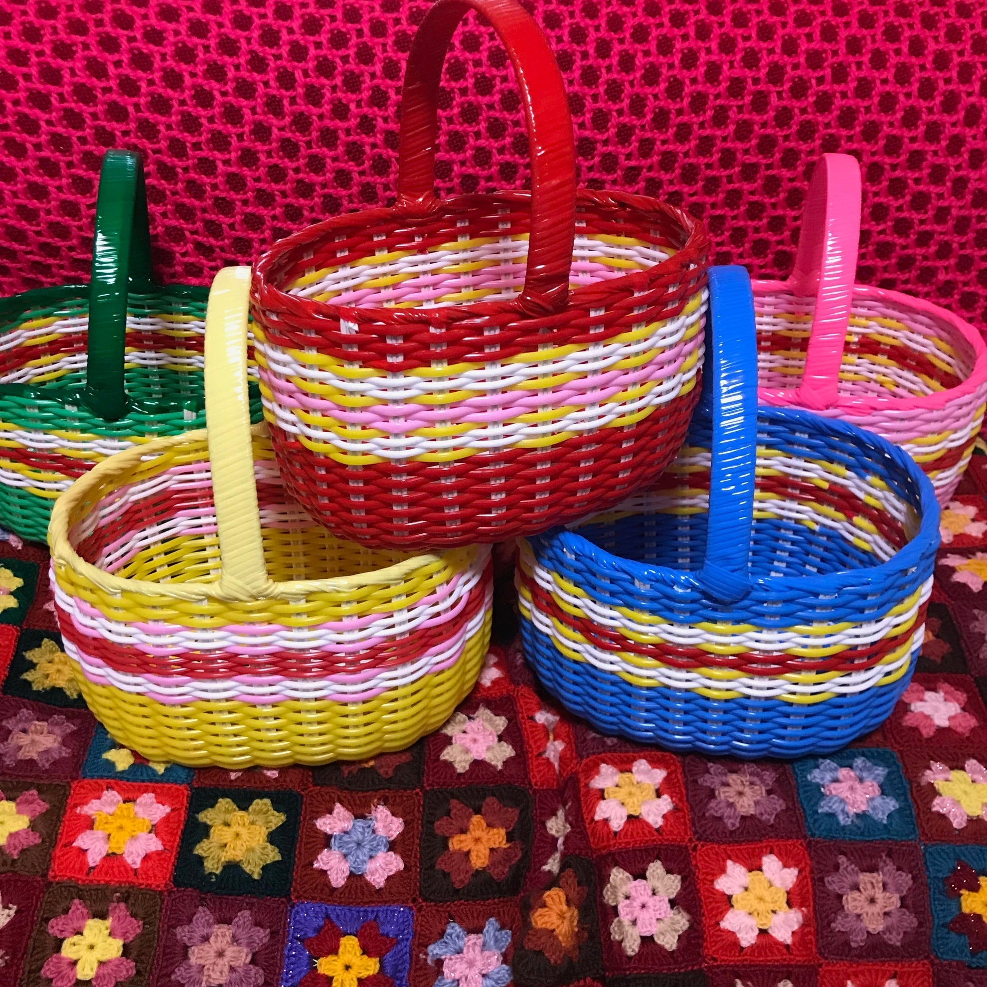 バスケット 昭和レトロ かごバッグ ヴィンテージ 重たく 