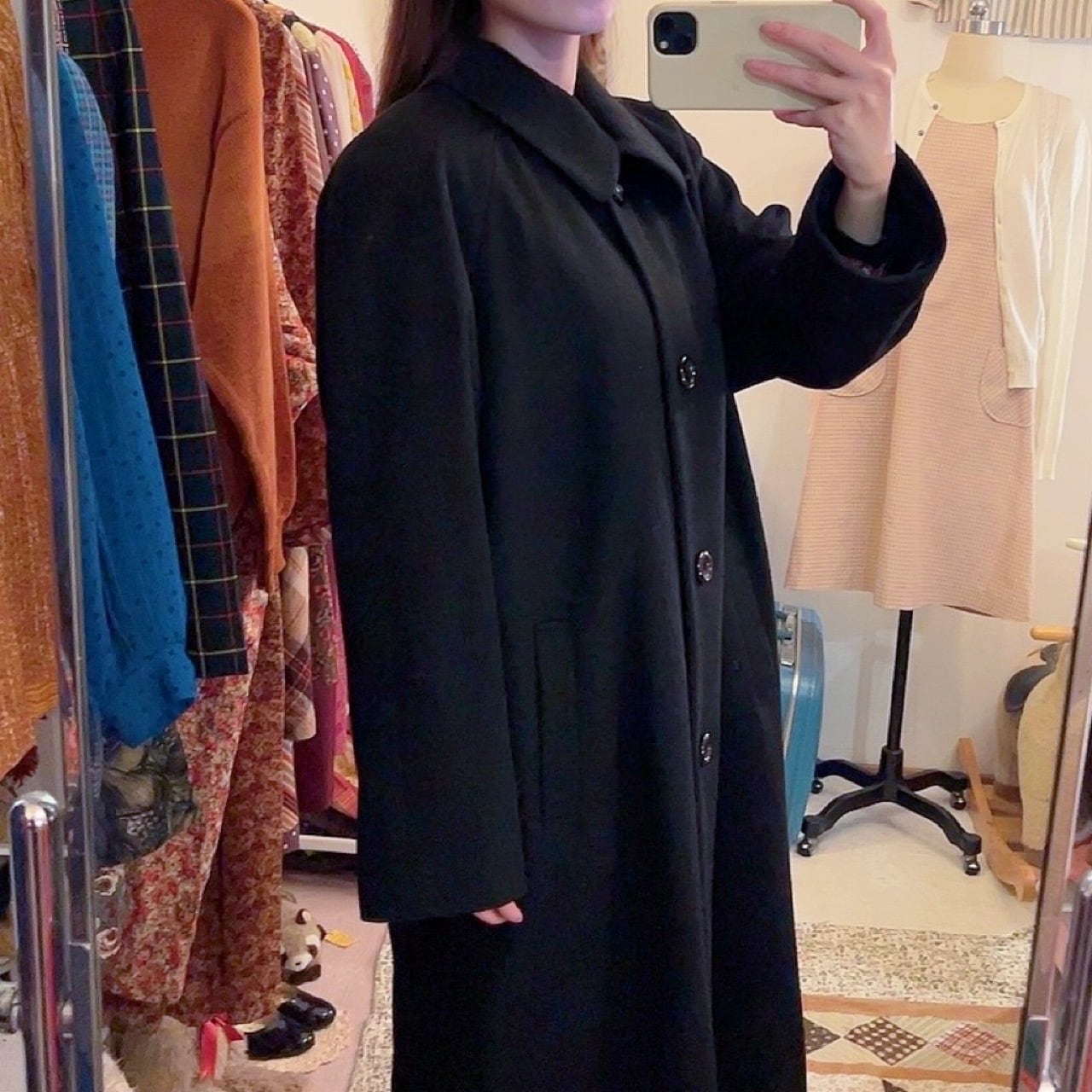 black cashmere long coat