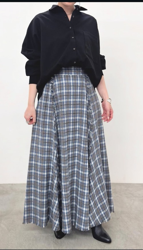 NUS タータンチェックフリンジデザインスカート　55236517