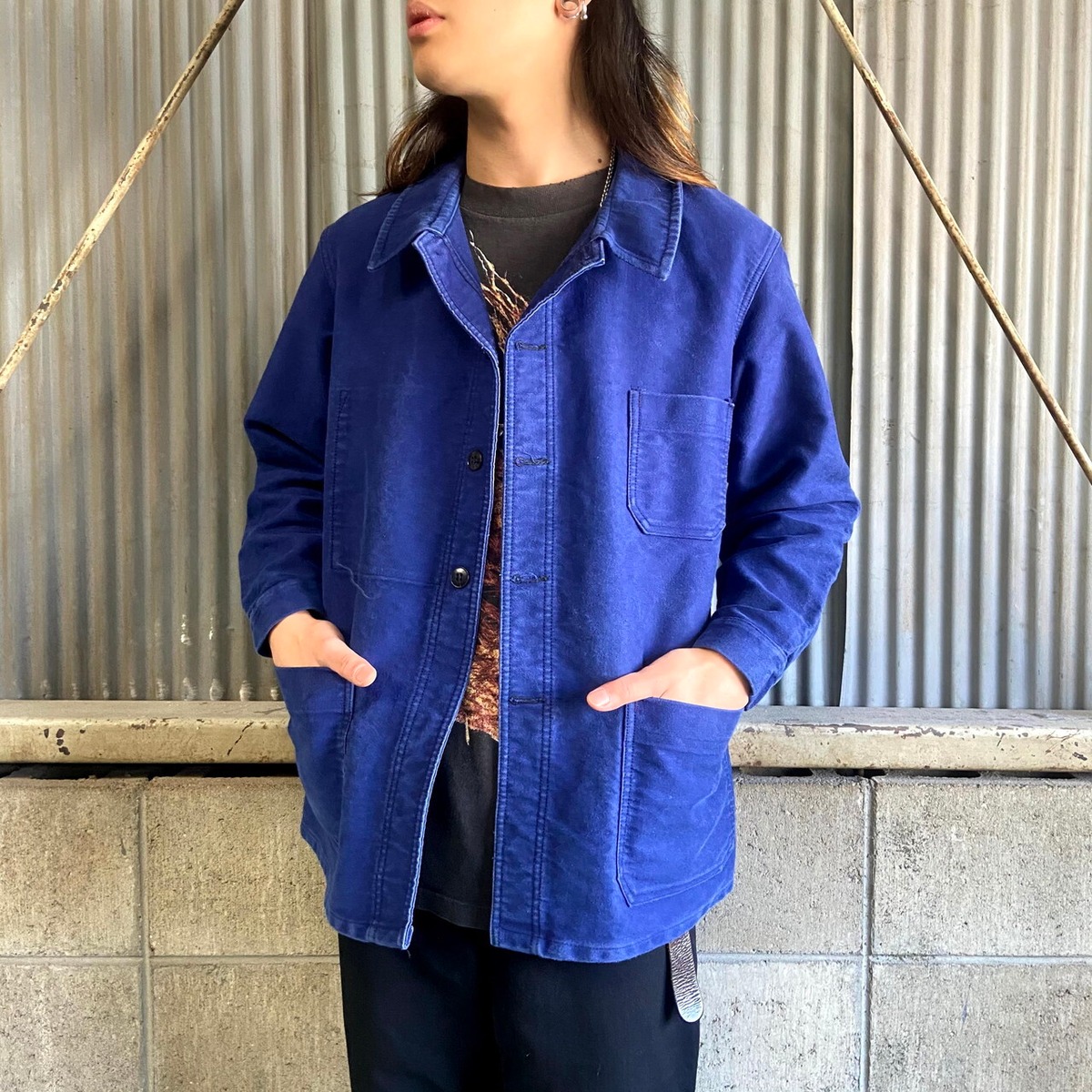 60〜70年代 フランス製 モールスキン ユーロワークジャケット メンズM  