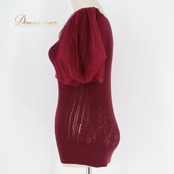バレエ 衣装 Chacott チャコット トップス ノーソーイングニット カットソー レッスンウェア レッド系 赤 ワインレッド チュール袖 透け感 シースルー ふんわり 華やか 鮮やか かわいい おしゃれ 上品 大人っぽい 社交ダンス 高級感 ニット バレエ衣装 ダンス 練習 練習着 レッスン