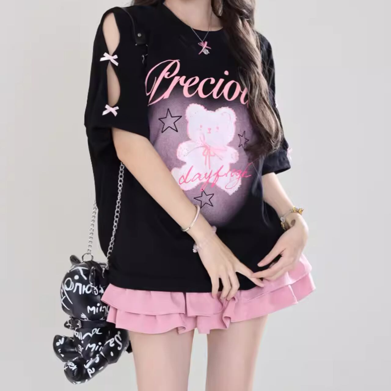 リボンクマトップス　2color　1297