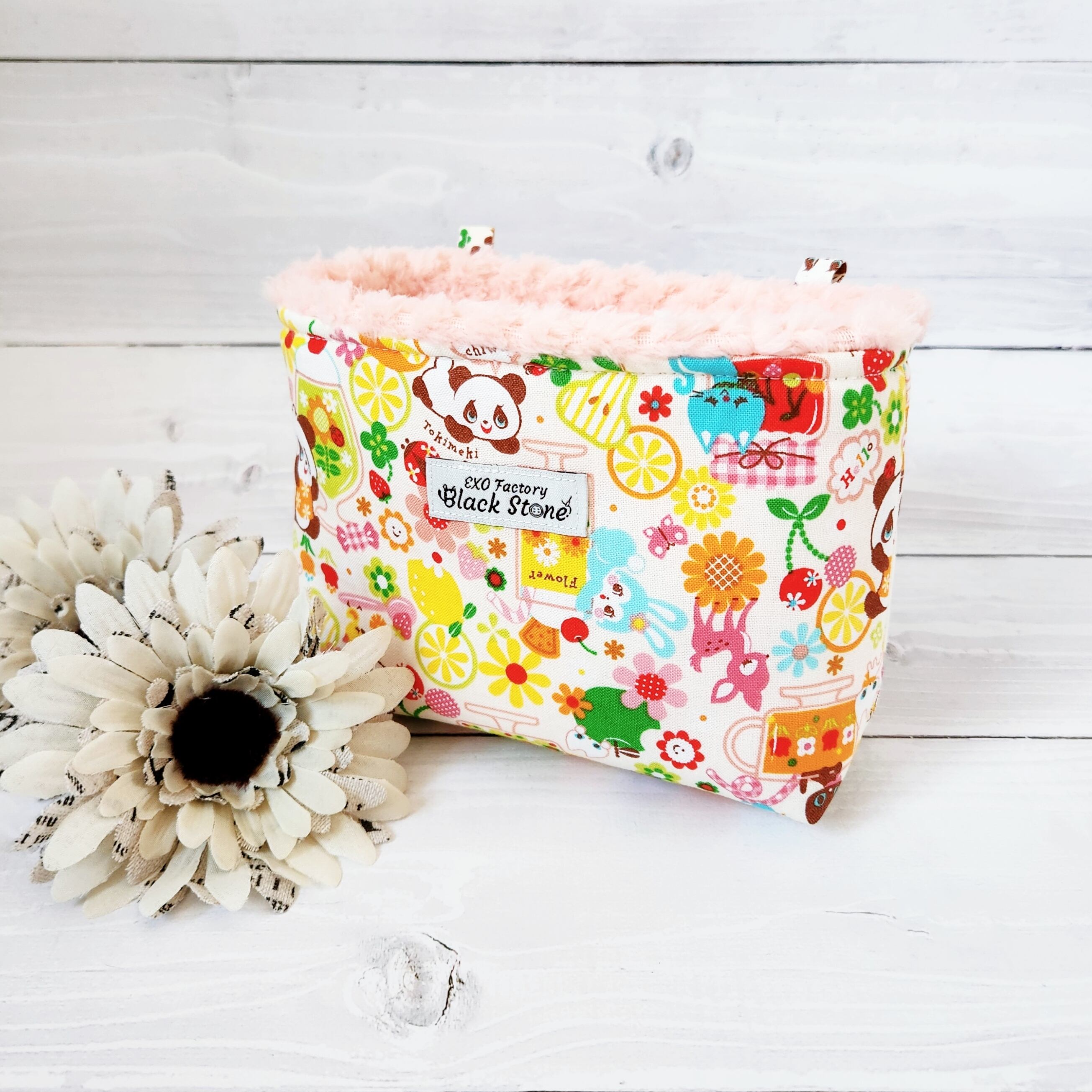 モモンガポーチ/スクエアポーチM♡トキメキデイズ×パイナップルボア【ピーチ】