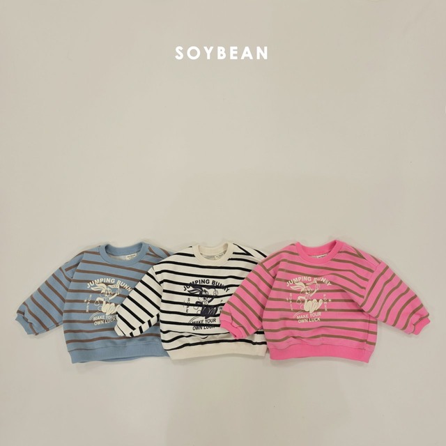 【取寄】soybean｜jumping bunny stripe sweatshirt｜ジャンピングバニー ボーダースウェット｜XS-JM｜kids&jr｜25 winter