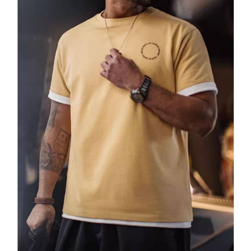 Short-Sleeve Back Print Crew Neck T-Shirt ◇H1093