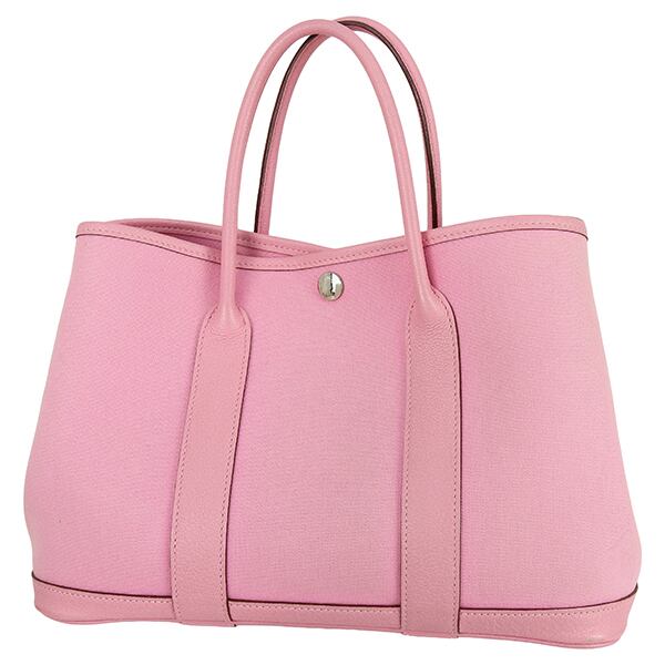 Used HERMES エルメス ガーデンパーティー 30 TPM トワルオフィシエ ネゴンダ ピンク 中古良品