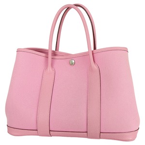 Used HERMES エルメス ガーデンパーティー 30 TPM トワルオフィシエ ネゴンダ ピンク 中古良品