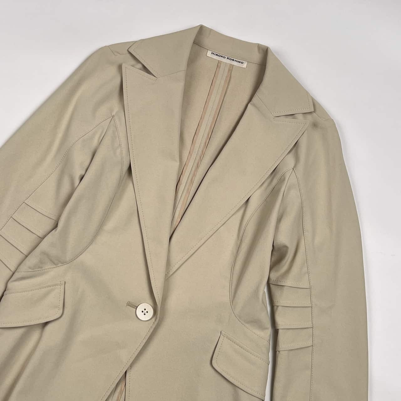 リネン混 HIROKO KOSHINO ヒロココシノ テーラードジャケット 9/アイボリー 系 レディース