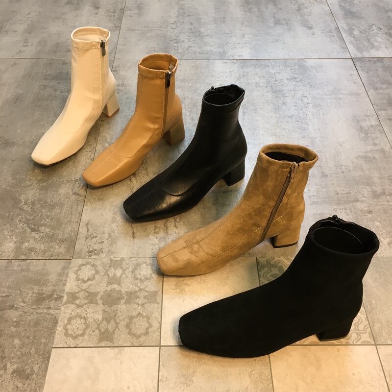 ブーツスプリング薄手オータムシングルレッドショート 靴 シューズ 春物 秋物 フェイクシューズ7188235