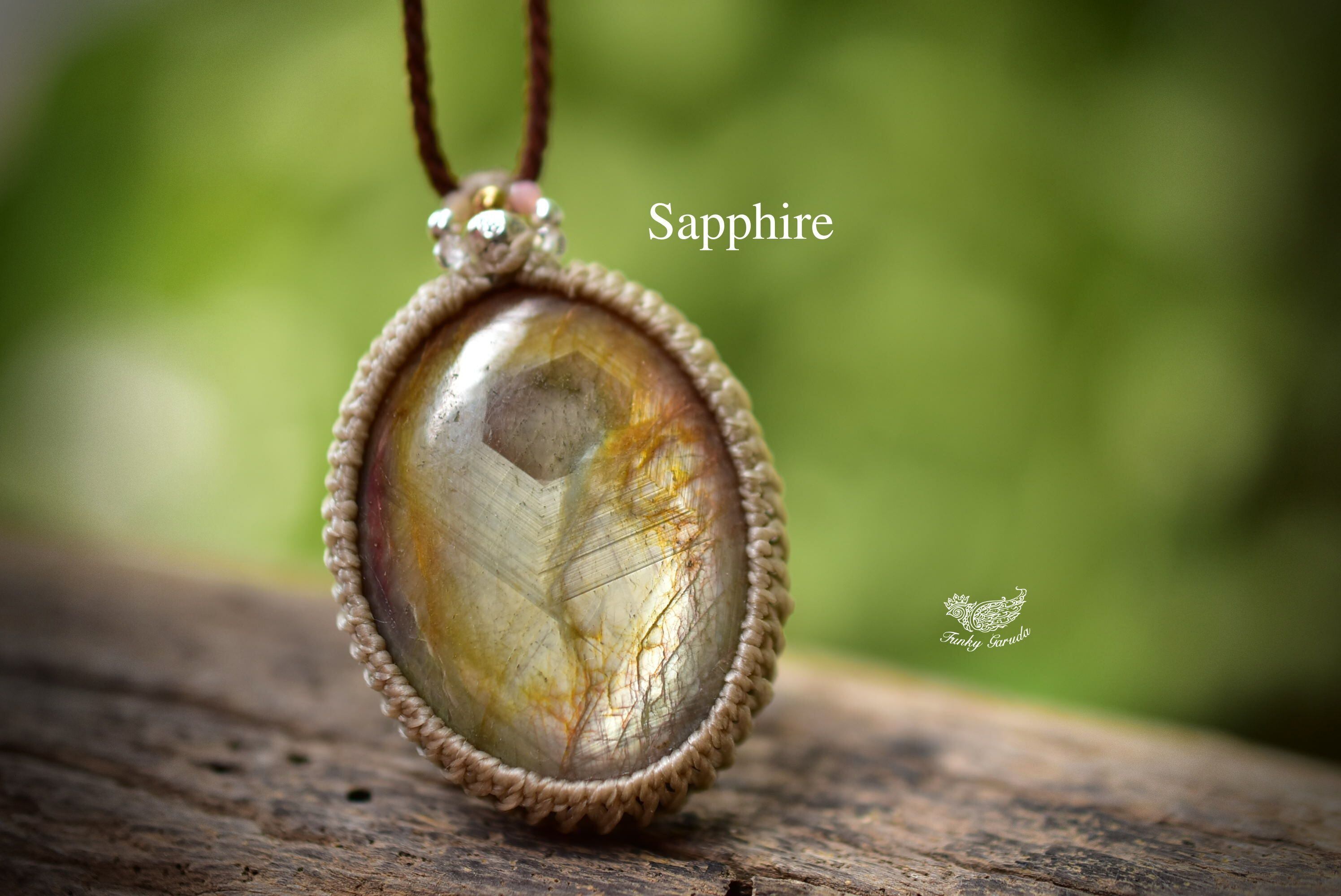 黄色の羽衣★イエローサファイア マクラメペンダント159