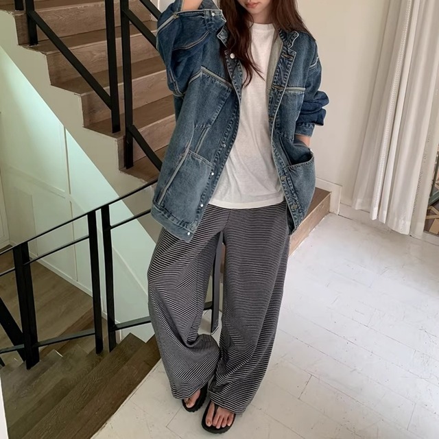 コントラストパネルリバーシブルデニムジャケット 1col   R01831