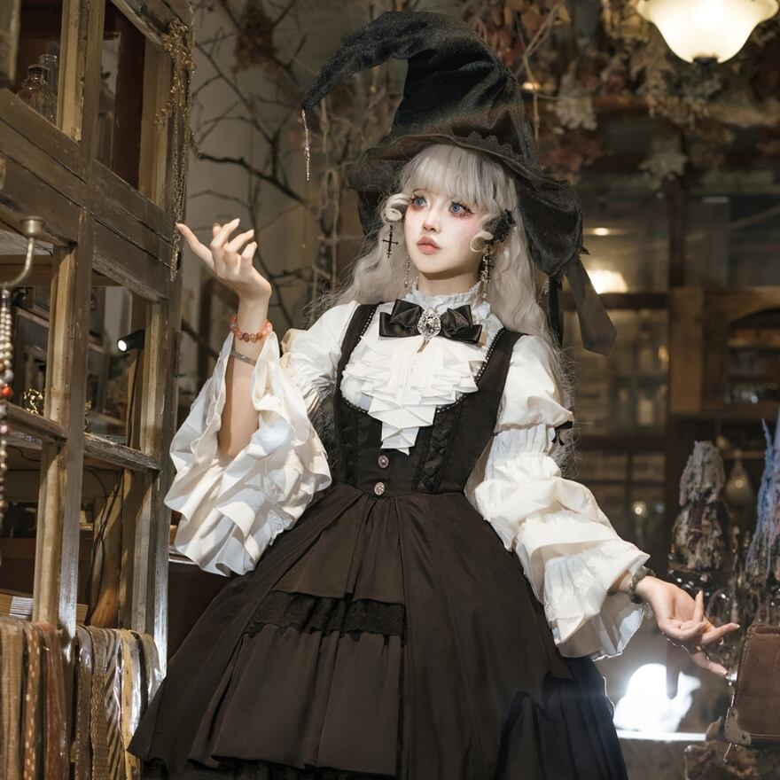 ゴスロリ ハロウィン 魔女 三角帽 イベント パーティ衣装 舞台衣装