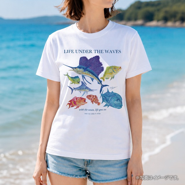 海の生きもの半袖Tシャツ（カジキ/GT/タマン）｜LIFE UNDER THE WAVES Model-10