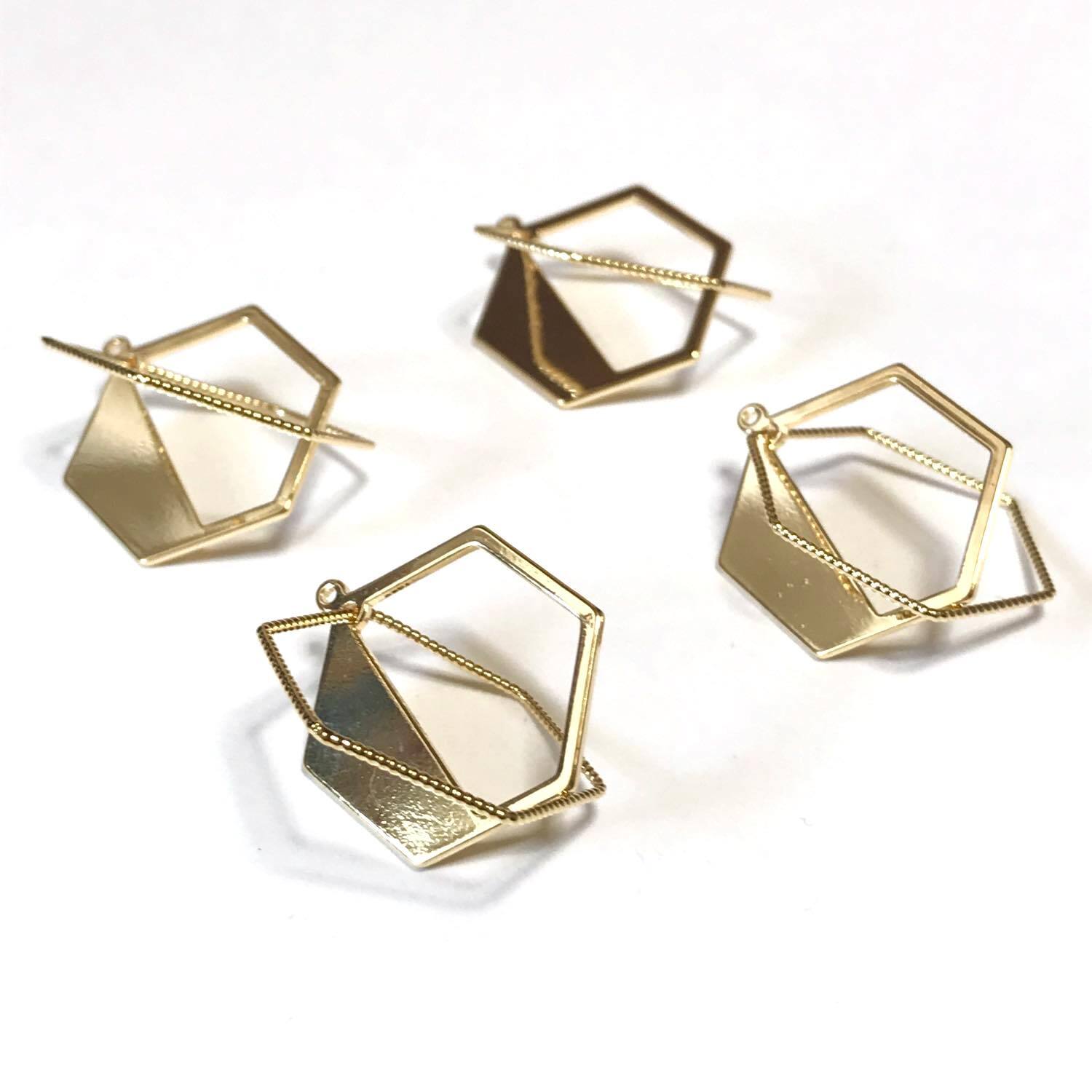 立体的六角形チャーム | Dua-アクセサリーパーツショップ