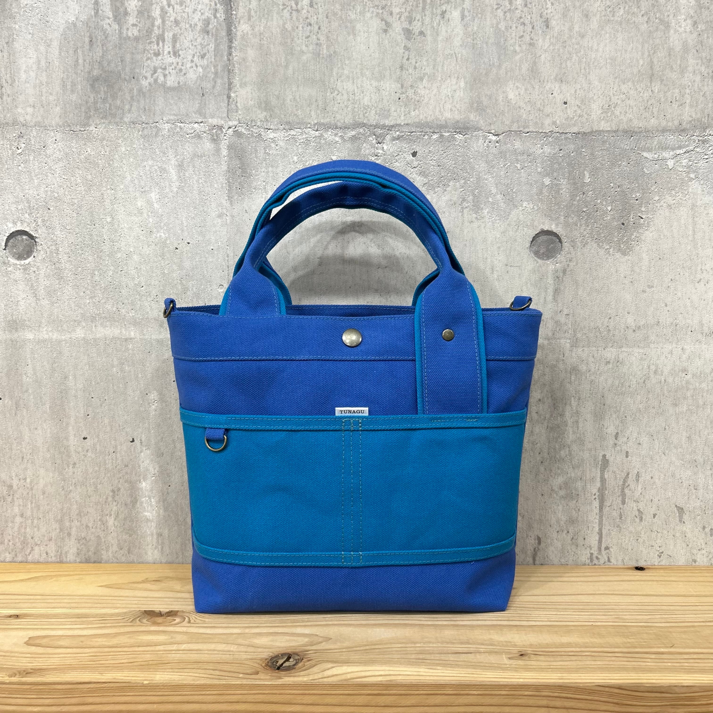 人気No.1.▽Bi Color Tote "M"【ディープブルー×ダークブルー】