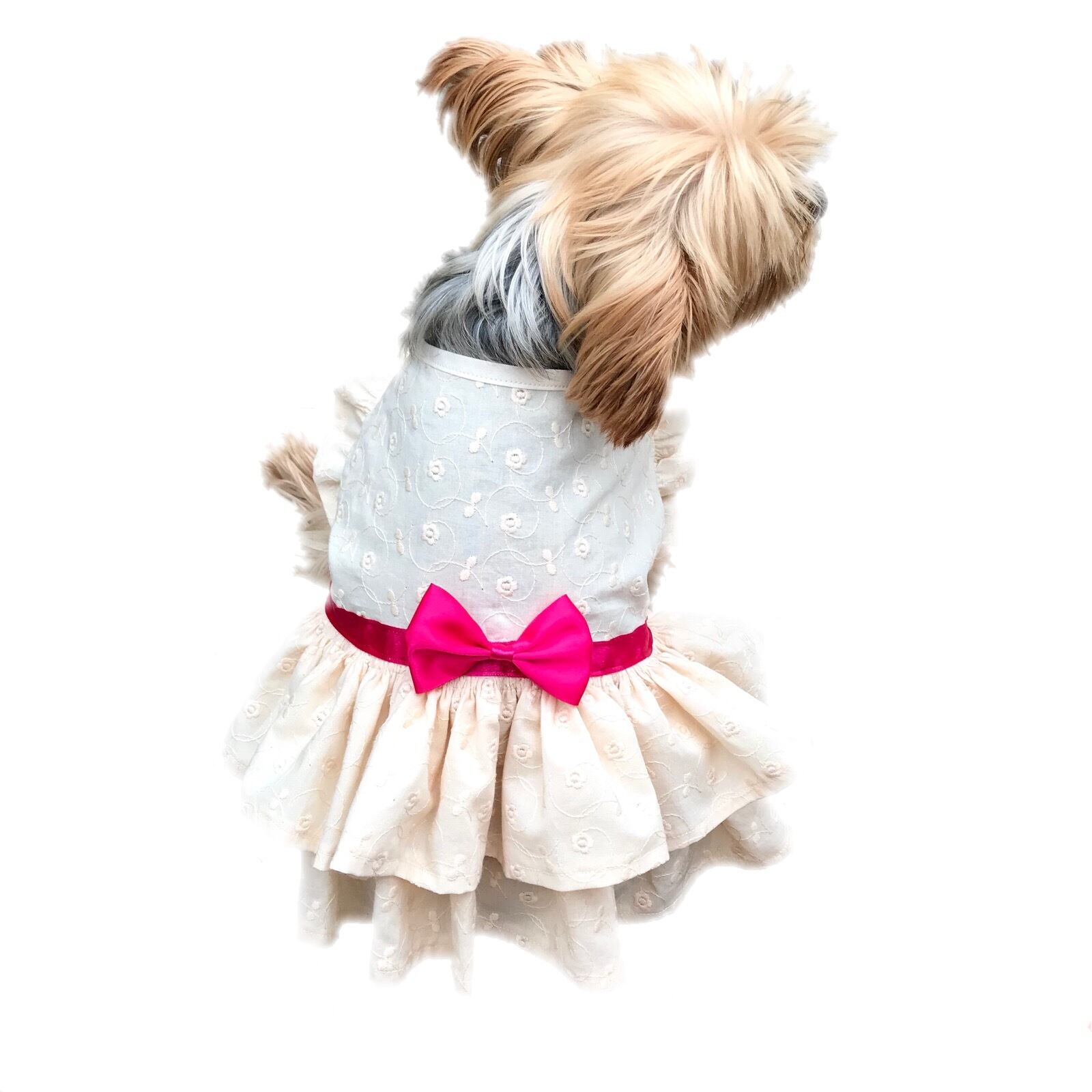 犬服 2 3 4号 レース フリル袖 ワンピース Tony Dog Zakka ハンドメイド犬服と雑貨のお店