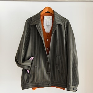 【新品】MINTENS Vintage Fabric Harrington Jacket 70s made in ENGLAND ／ 70年代 英国製 マイヤーズ・ロビンソン ヴィンテージ生地を使用したハリントンジャケット ウール素材 日本製 サイズ② 実寸XL