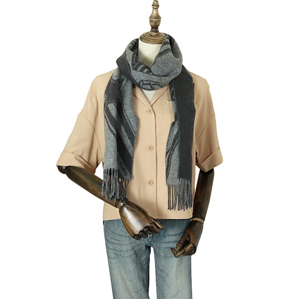 New HERMES エルメス カシミヤマフラー ジグザグのサングル マフラー