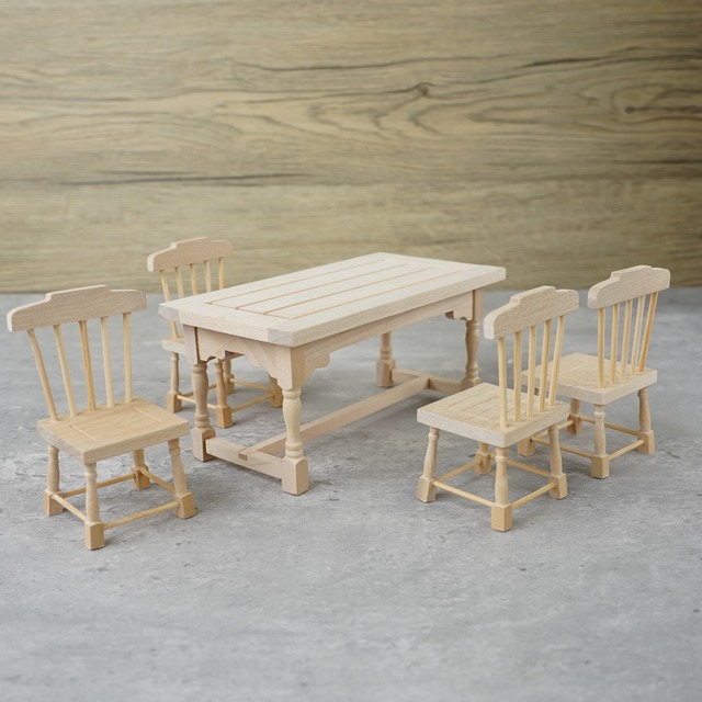 020-30018　ミニチュア家具　table&chair　ダイニングテーブル＆チェアセット【レクタングル2】