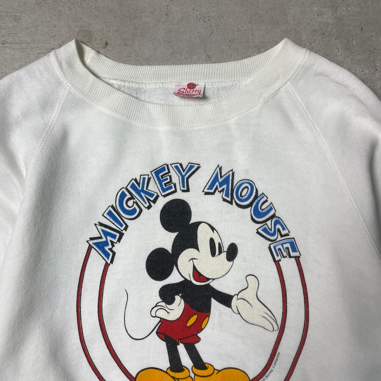Disney ディズニー スウェット ミッキー ホワイト 入手困難 古着 L 