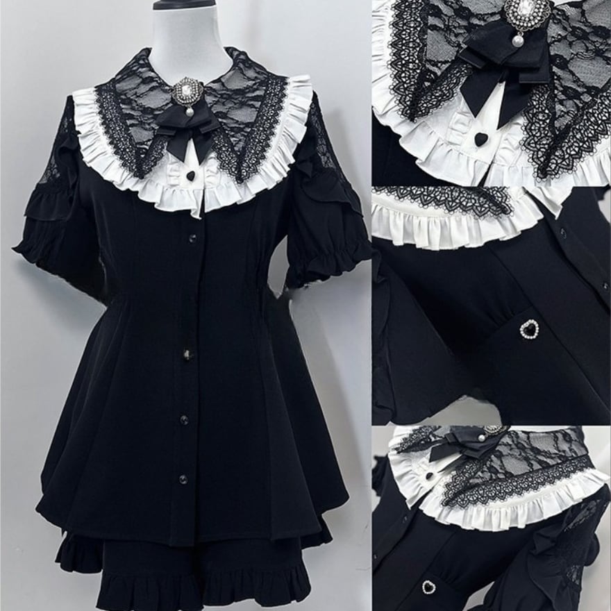 地雷系 3点セット ワンピース×パンツ×ネックリボン Y2K｜WithU