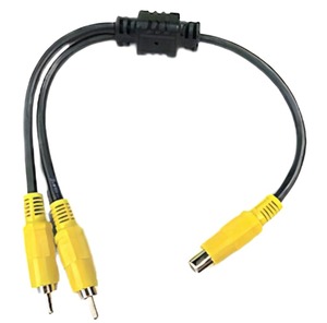 【努力特価】【カモン(COMON)製】RCAビデオ2分配ケーブル(メス⇔オスx2)/0.3m【VDF-Y】