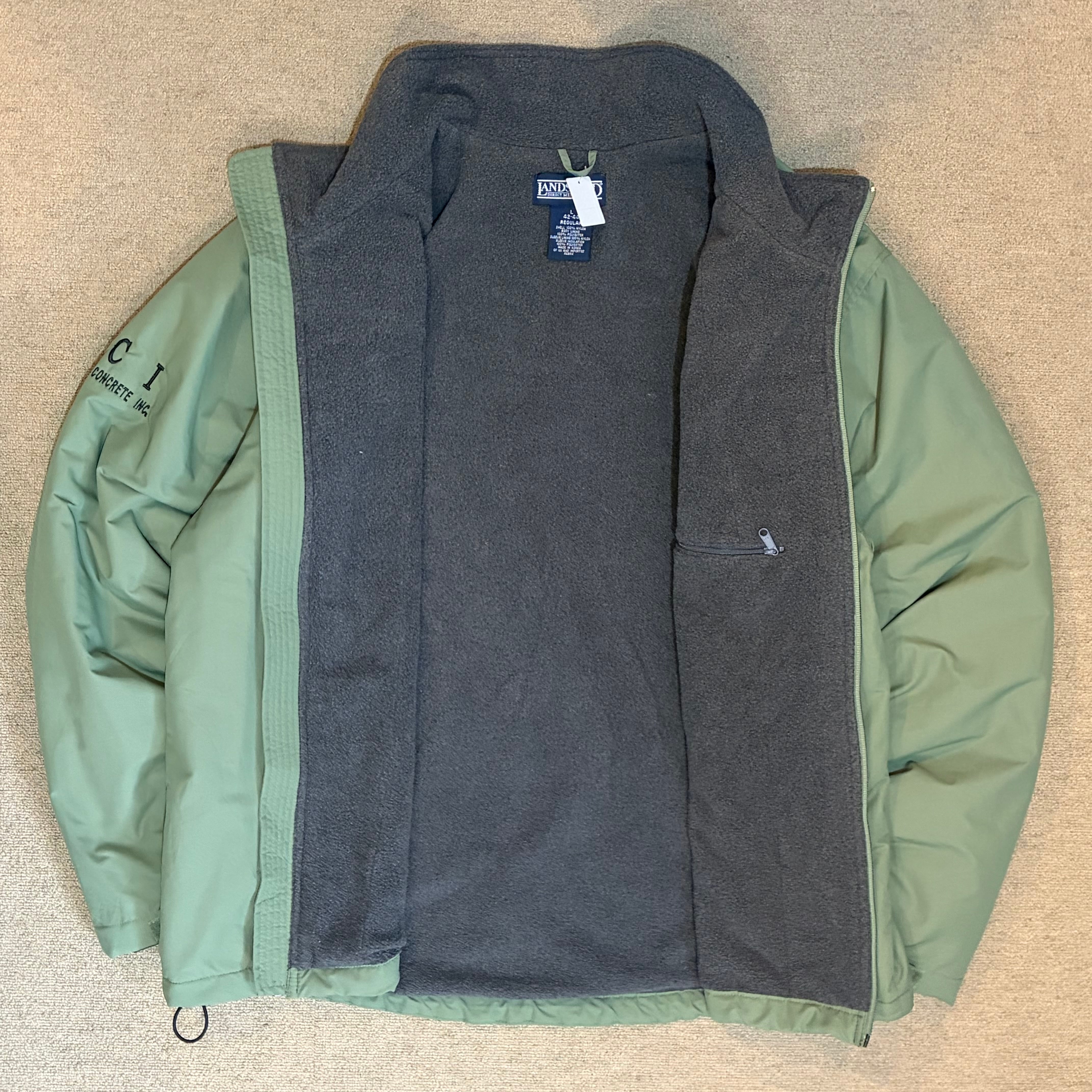 LANDS'END inner POLARTEC fleece nylon embroidery zip up jacket