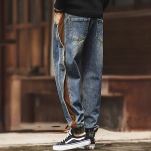 Side panel denim jogger pants 1237