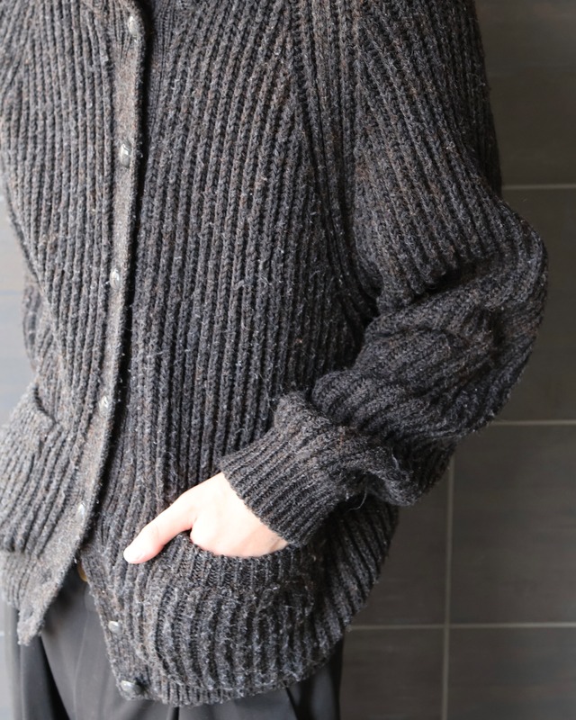 high-neck knit cardigan