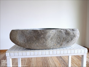 手洗鉢 自然石 洗面ボウルL-A77 洗面器 手洗いボウル 手洗い器 ウォッシュボウル 洗面資材 洗面材料 W56 x D45 x H15cm